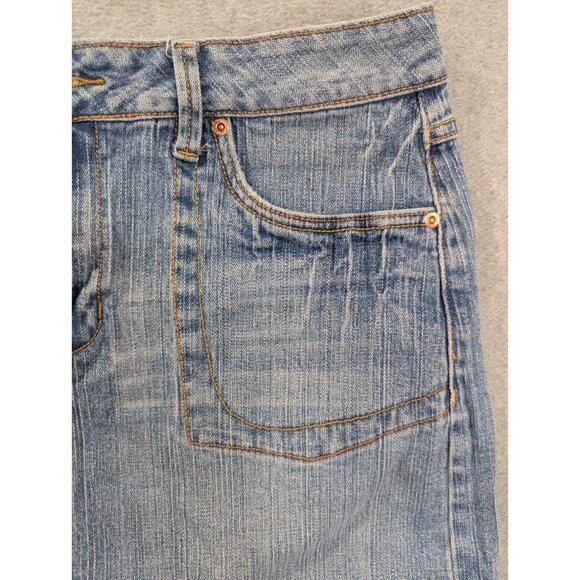 Zana Di Jeans Skirt Size 16 Blue Whiskers Flap Pockets Mini Pencile - Picture 3 of 13